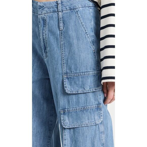 Frame Relaxed Straight Cargo Jeans Size 26 Rhythm Light Wash Wide Leg - Picture 6 of 12